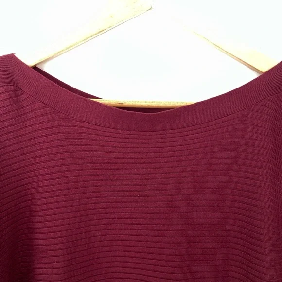 DYNAMITE RICH BURGUNDY BOATNECK BATWING RIB KNIT SWEATER, LARGE - Picture 8 of 10